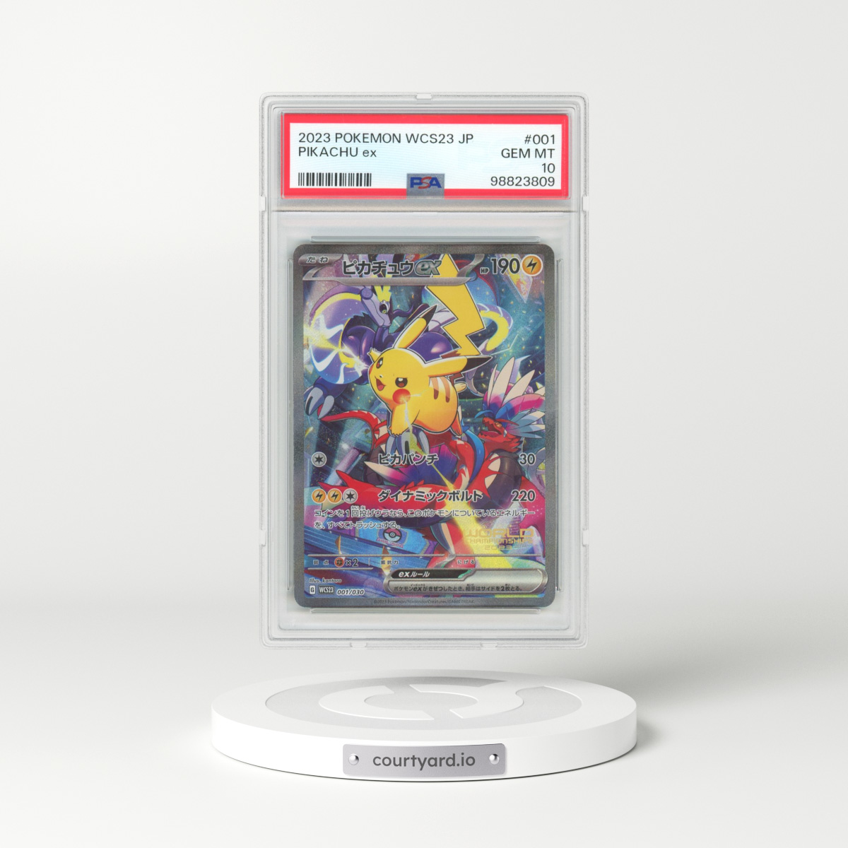 2023 Pokémon WCS23-World Championships Yokohama Deck: Pikachu #001 Pikachu EX - Holo (PSA 10 GEM MINT)