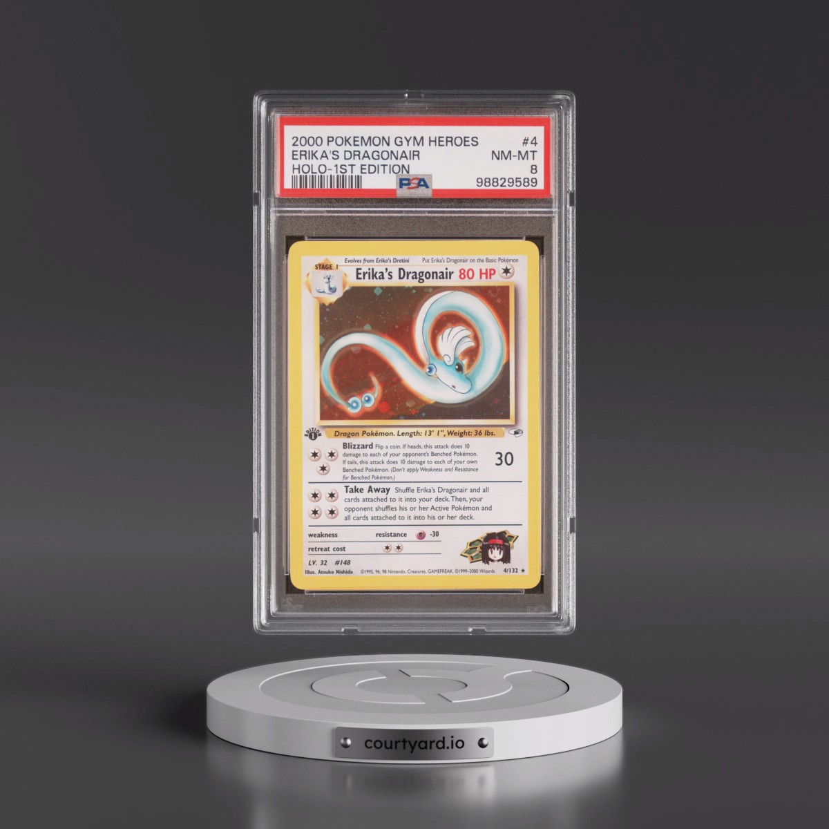 2000 Pokémon Gym Heroes #4 Erika's Dragonair - 1st Edition Holo (PSA 8 NM-MT)