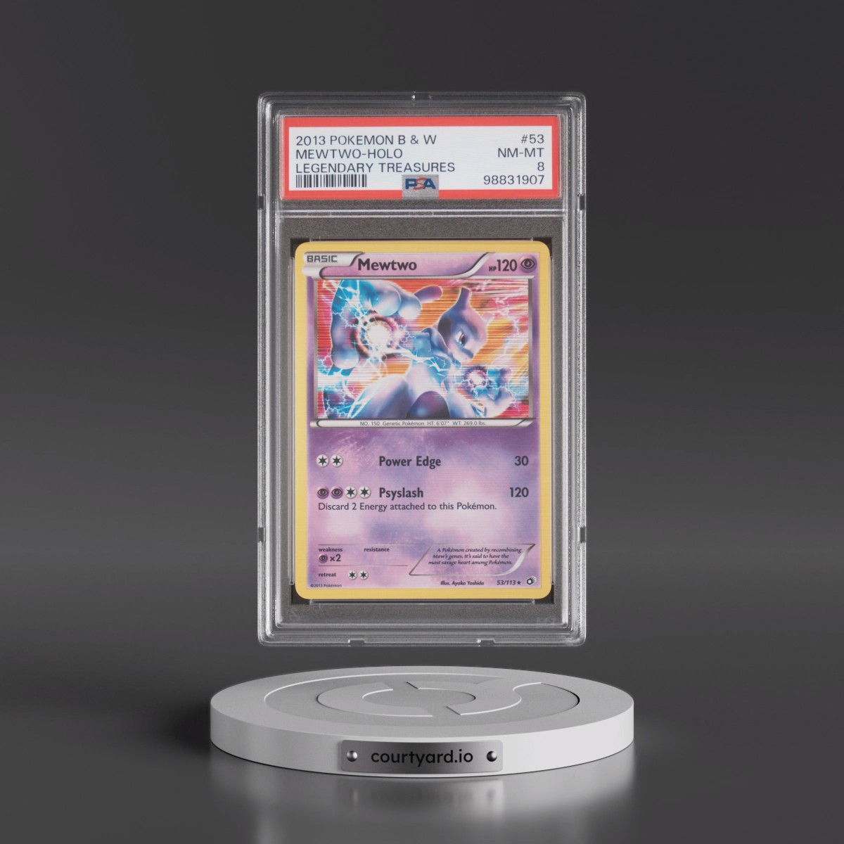 2013 Pokémon Black & White Legendary Treasures #53 Mewtwo - Holo (PSA 8 NM-MT)