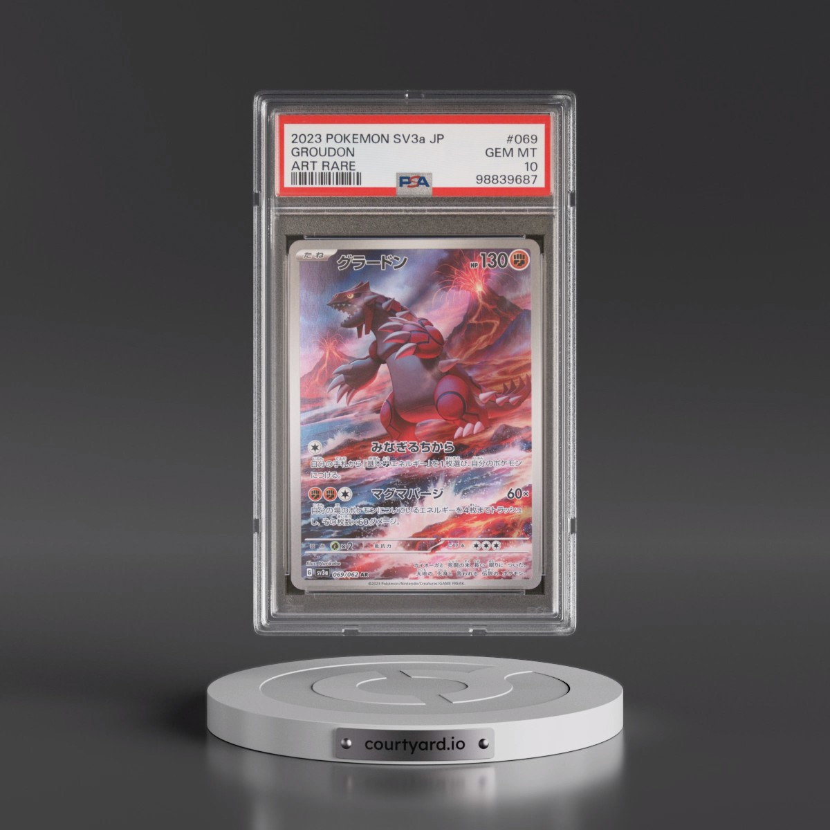 2023 Pokémon Sv3a-Raging Surf #069 Groudon - Art Rare (PSA 10 GEM MINT)