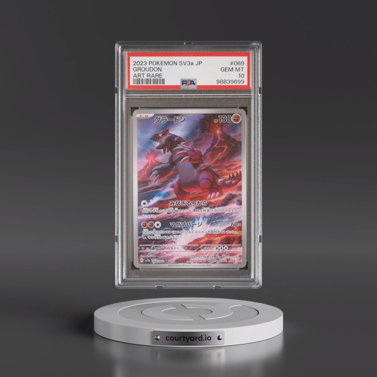 2023 Pokémon Sv3a-Raging Surf #069 Groudon - Art Rare (PSA 10 GEM MINT)