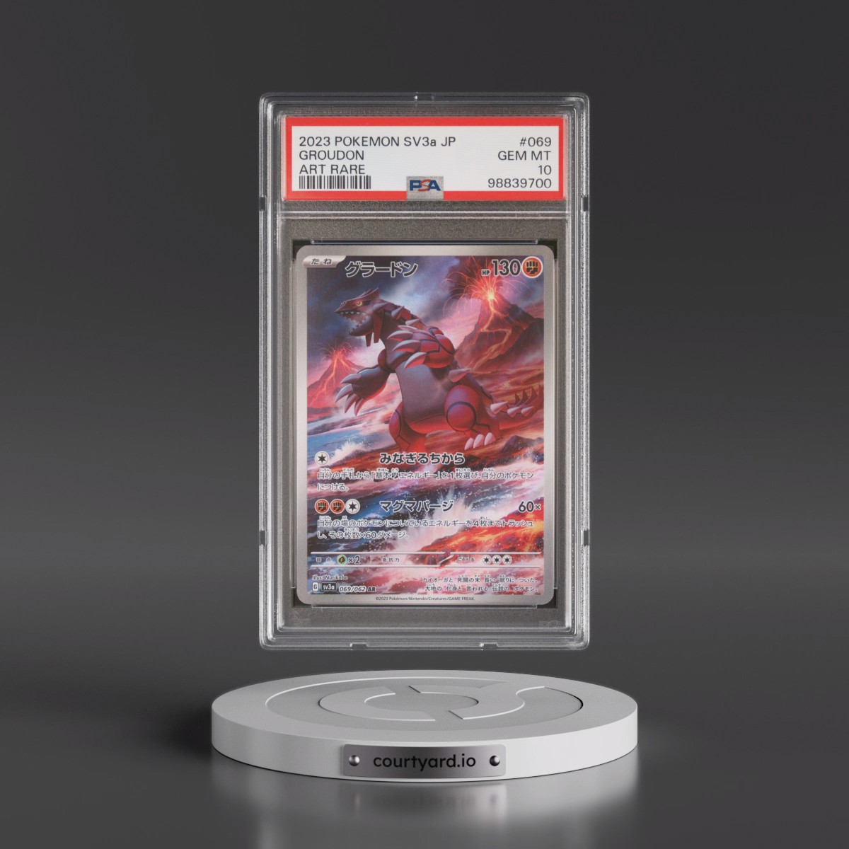 2023 Pokémon Sv3a-Raging Surf #069 Groudon - Art Rare (PSA 10 GEM MINT)