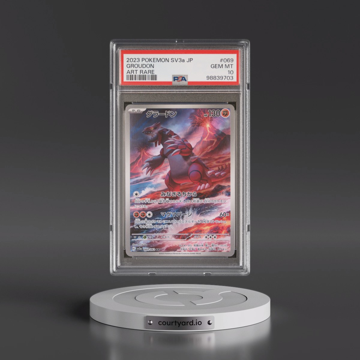 2023 Pokémon Sv3a-Raging Surf #069 Groudon - Art Rare (PSA 10 GEM MINT)