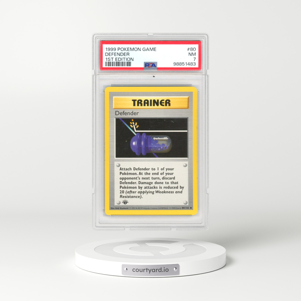 1999 Pokémon Game #80 Defender - 1st Edition (PSA 7 NM)