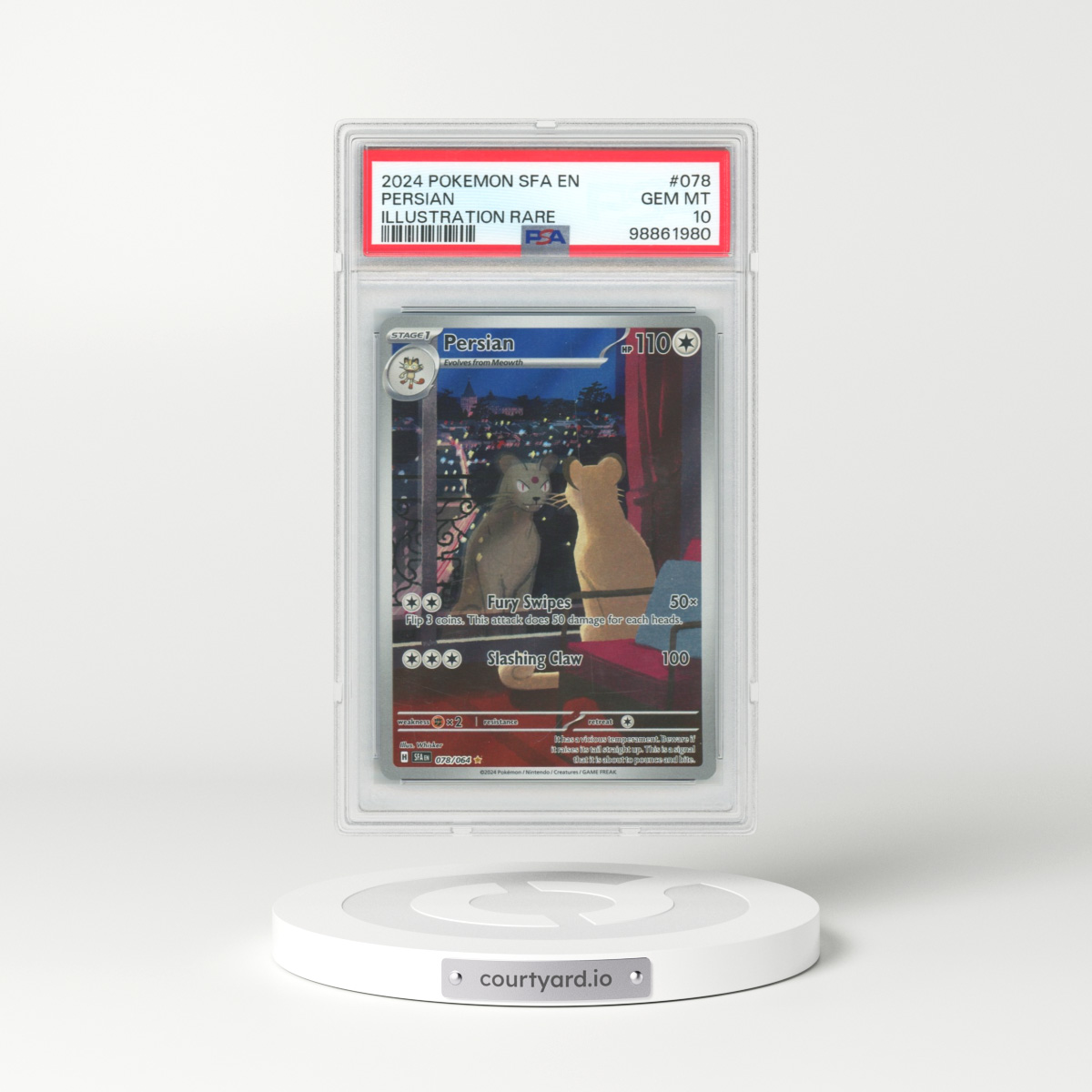 2024 Pokémon Sfa EN-Shrouded Fable #078 Persian - Illustration Rare (PSA 10 GEM MINT)