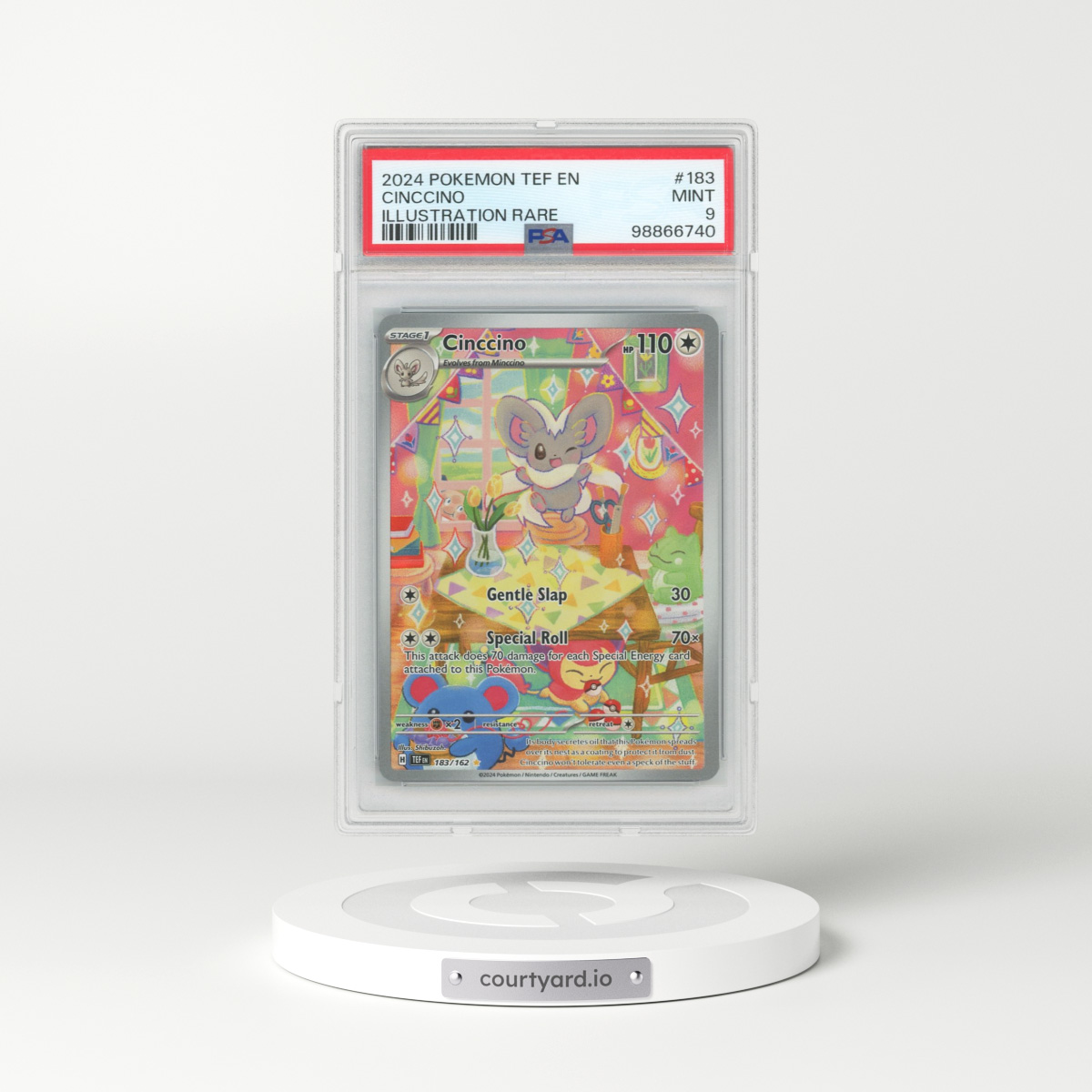 2024 Pokémon Tef EN-Temporal Forces #183 Cinccino - Illustration Rare (PSA 9 MINT)