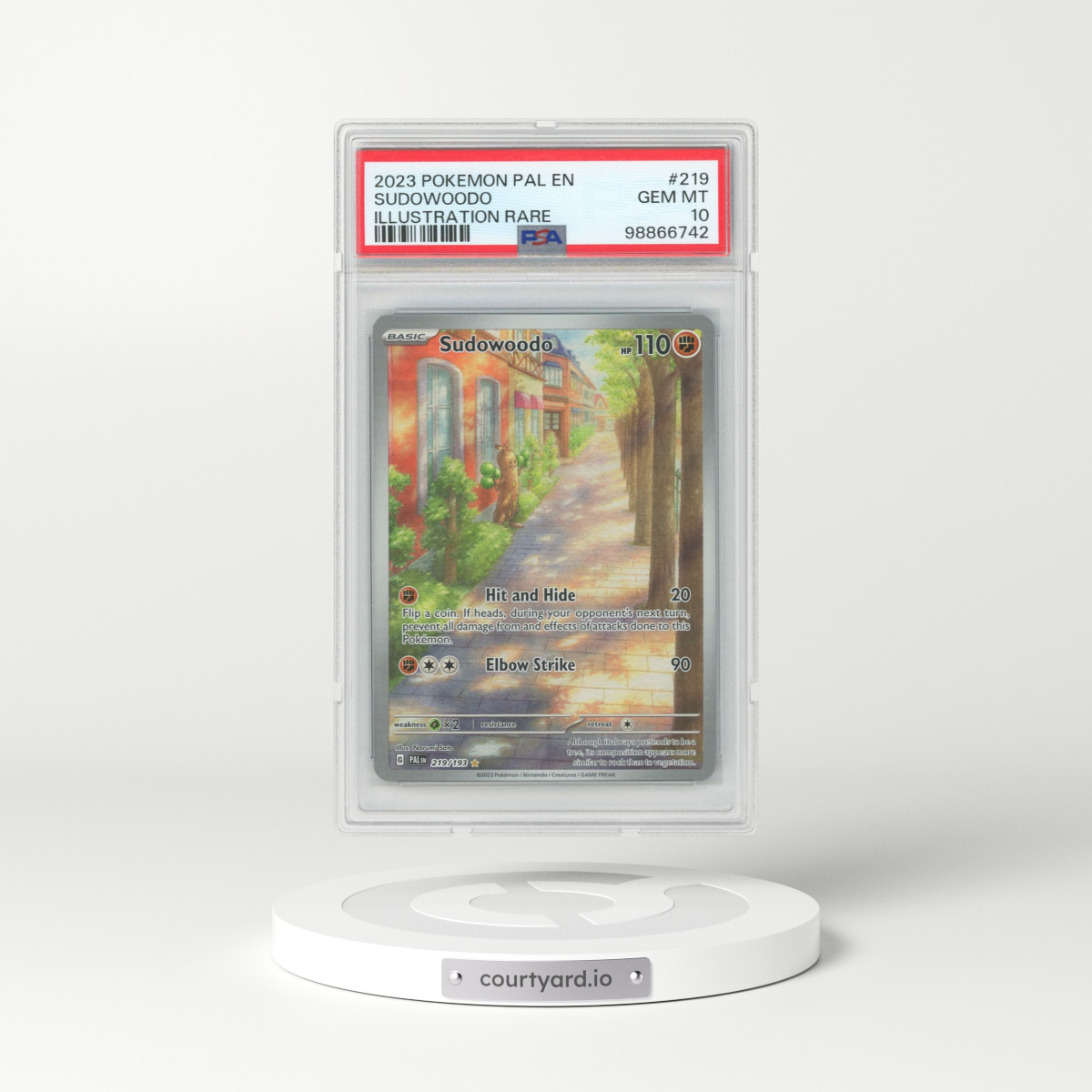 2023 Pokémon Pal EN-Paldea Evolved #219 Sudowoodo - Illustration Rare (PSA 10 GEM MINT)