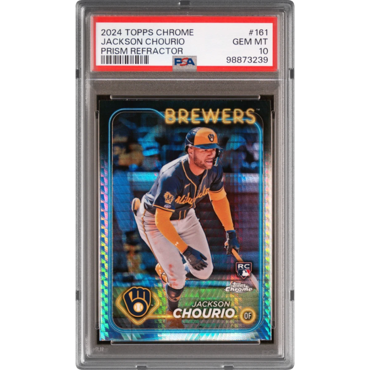 2024 Topps Chrome #161 Jackson Chourio - Prism Refractor (PSA 10 GEM MINT)