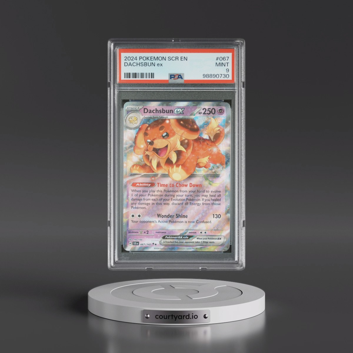 2024 Pokémon Scr EN-Stellar Crown #067 Dachsbun EX - Holo (PSA 9 MINT)