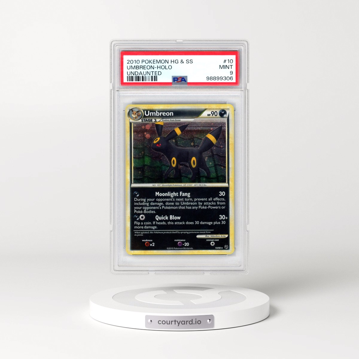 2010 Pokémon Heartgold & Soulsilver Undaunted #10 Umbreon - Holo (PSA 9 MINT)