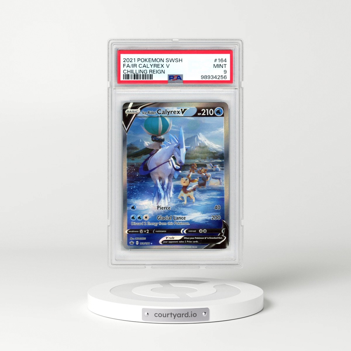2021 Pokémon Sword & Shield Chilling Reign #164 Ice Rider Calyrex V - Holo Full Art (PSA 9 MINT)