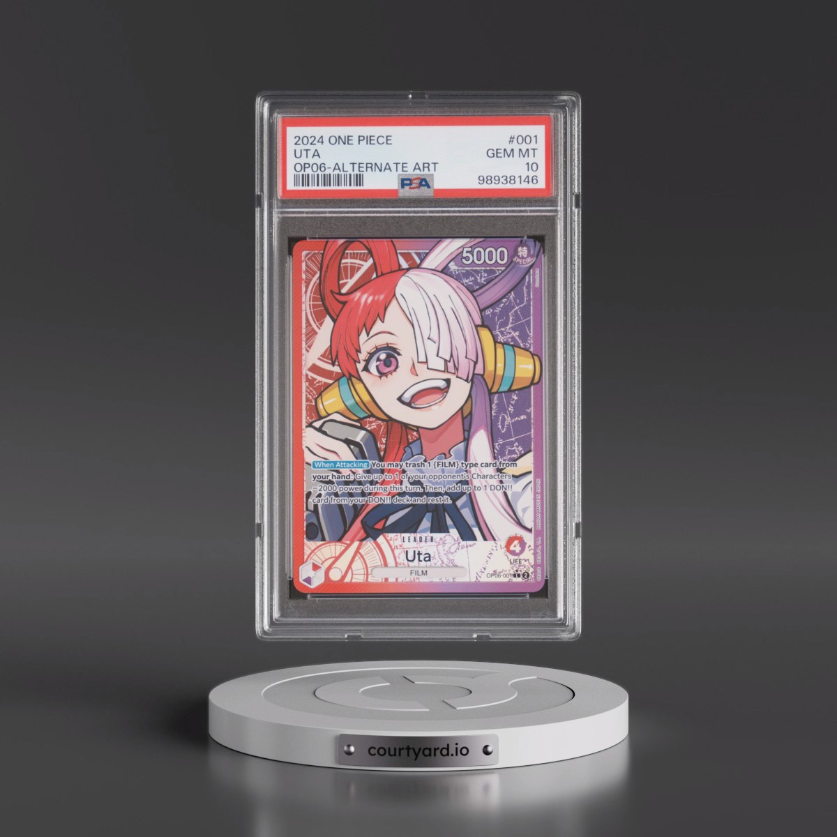 2024 One Piece OP06-Wings of the Captain #001 Uta - Alternate Art (PSA 10 GEM MINT)
