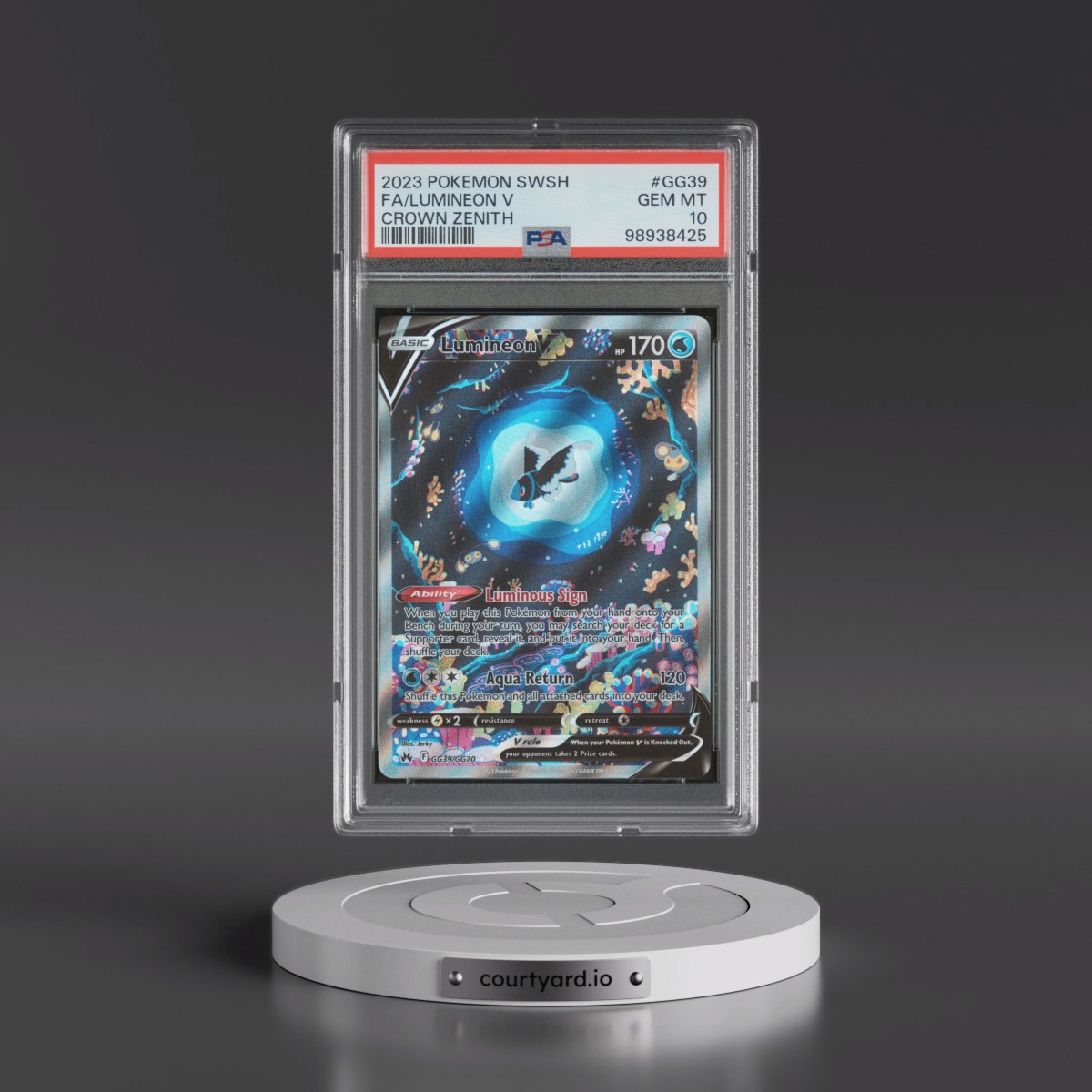 2023 Pokémon Sword and Shield Crown Zenith #GG39 Lumineon V - Holo Full Art (PSA 10 GEM MINT)