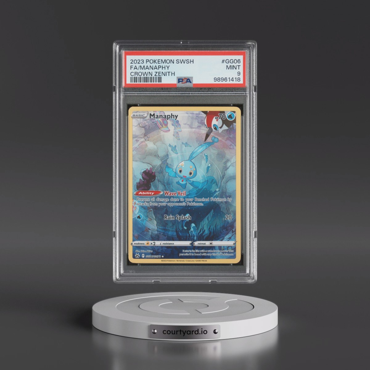 2023 Pokémon Sword and Shield Crown Zenith #GG06 Manaphy - Full Art (PSA 9 MINT)