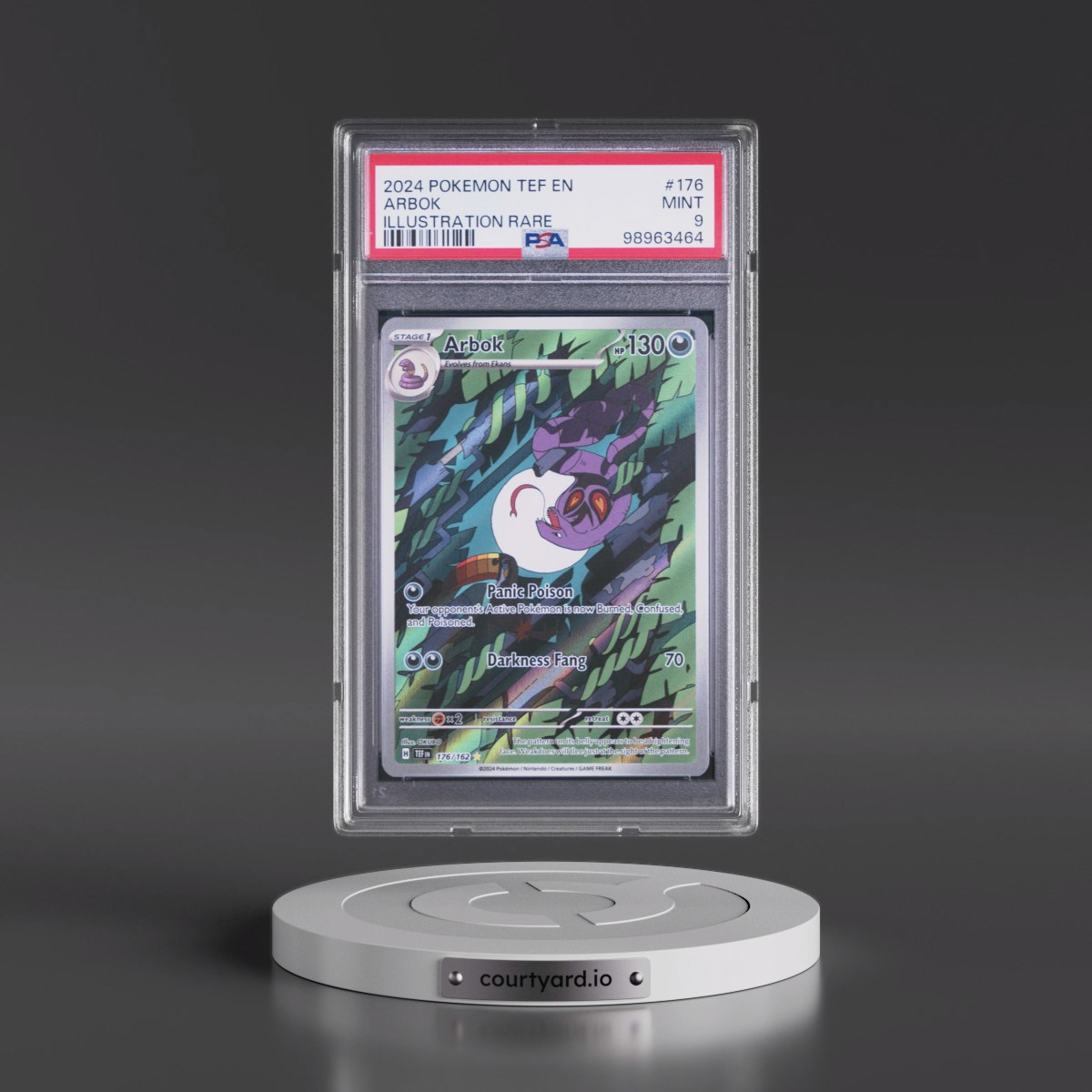 2024 Pokémon Tef EN-Temporal Forces #176 Arbok - Illustration Rare (PSA 9 MINT)