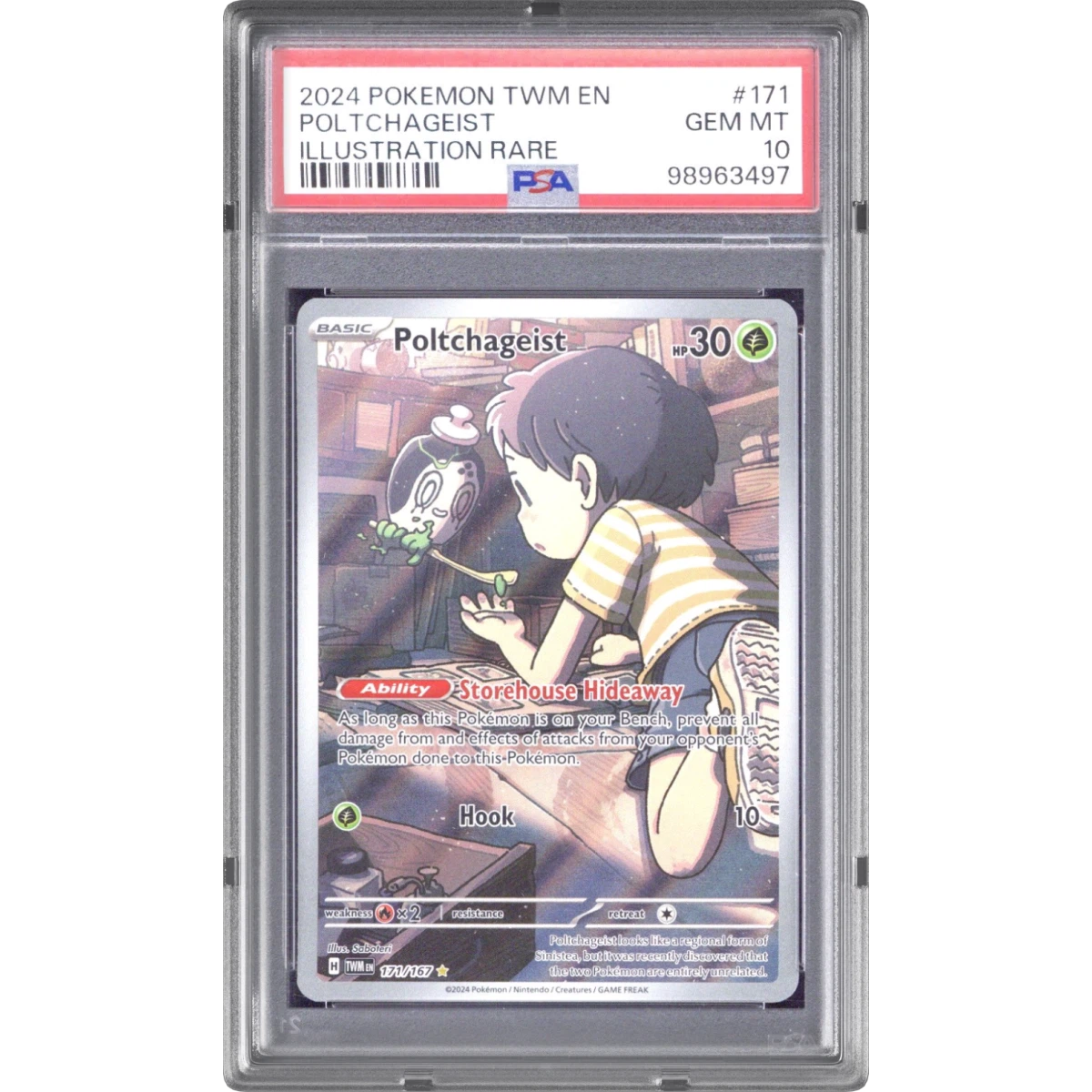 2024 Pokémon Twm EN-Twilight Masquerade #171 Poltchageist - Illustration Rare (PSA 10 GEM MINT)