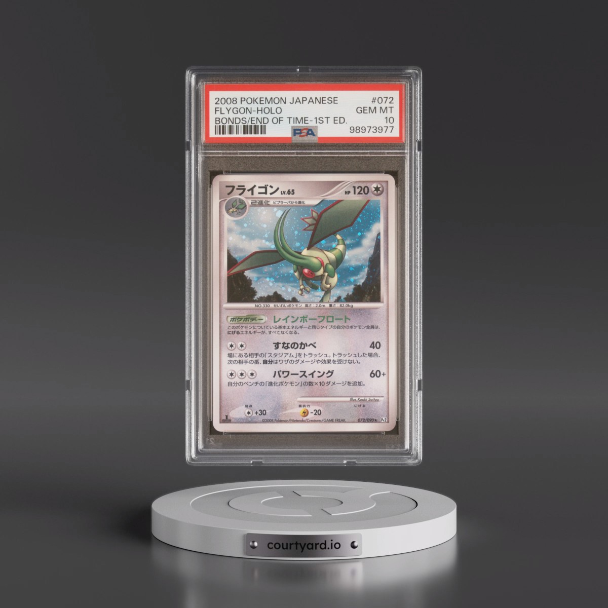 2008 Pokémon Bonds to the End of Time #072 Flygon - 1st Edition Holo (PSA 10 GEM MINT)