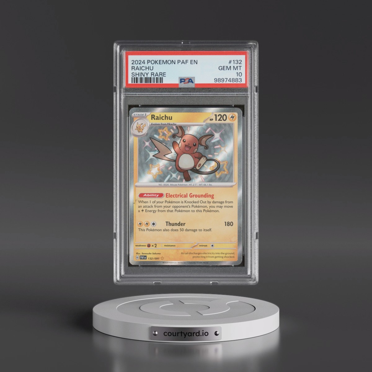 2024 Pokémon Paf EN-Paldean Fates Raichu - Shiny Rare #132 PSA 10