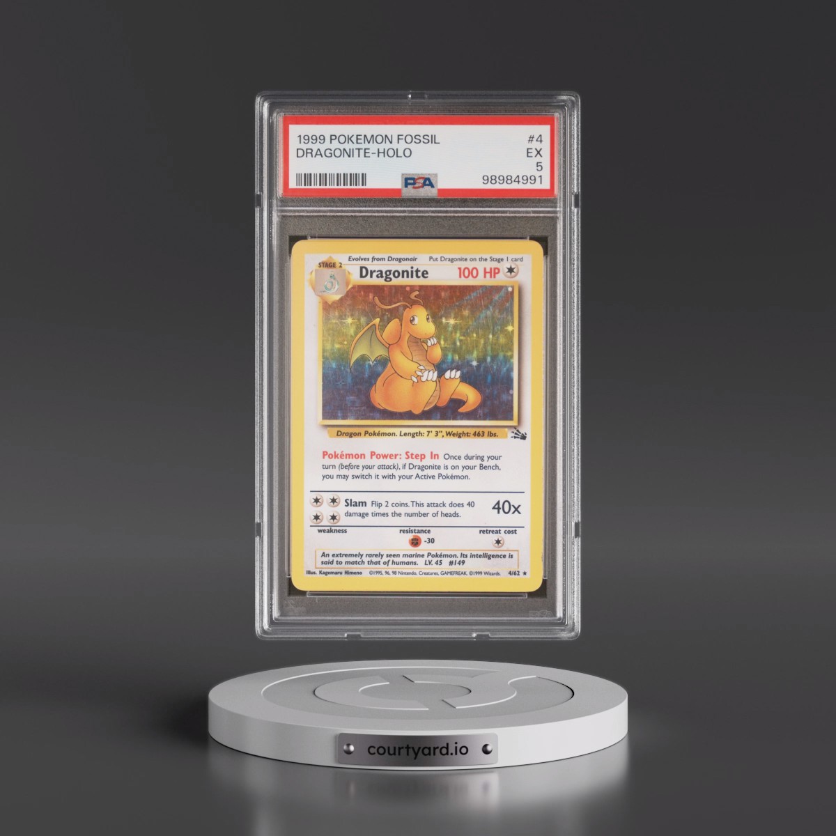 1999 Pokémon Fossil #4 Dragonite - Holo (PSA 5 EX)