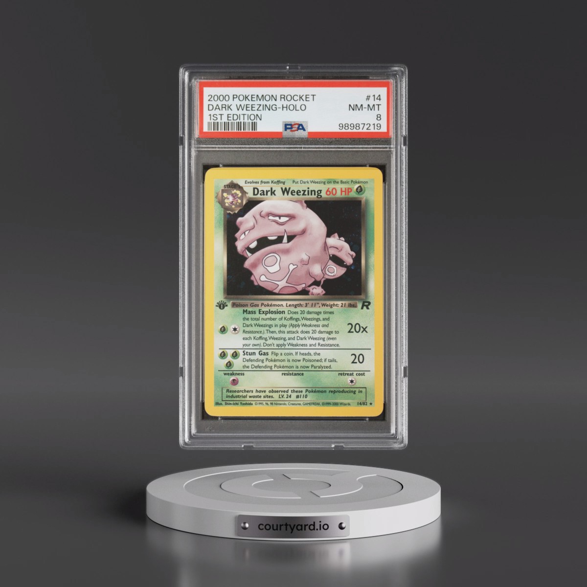 2000 Pokémon Rocket #14 Dark Weezing - 1st Edition Holo (PSA 8 NM-MT)