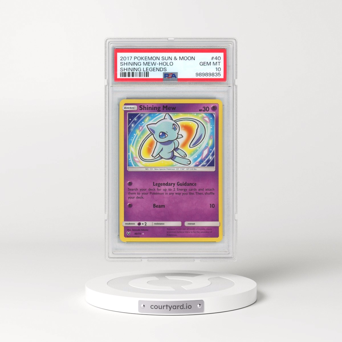 2017 Pokémon Sun & Moon Shining Legends #40 Shining Mew - Holo Holo (PSA 10 GEM MINT)