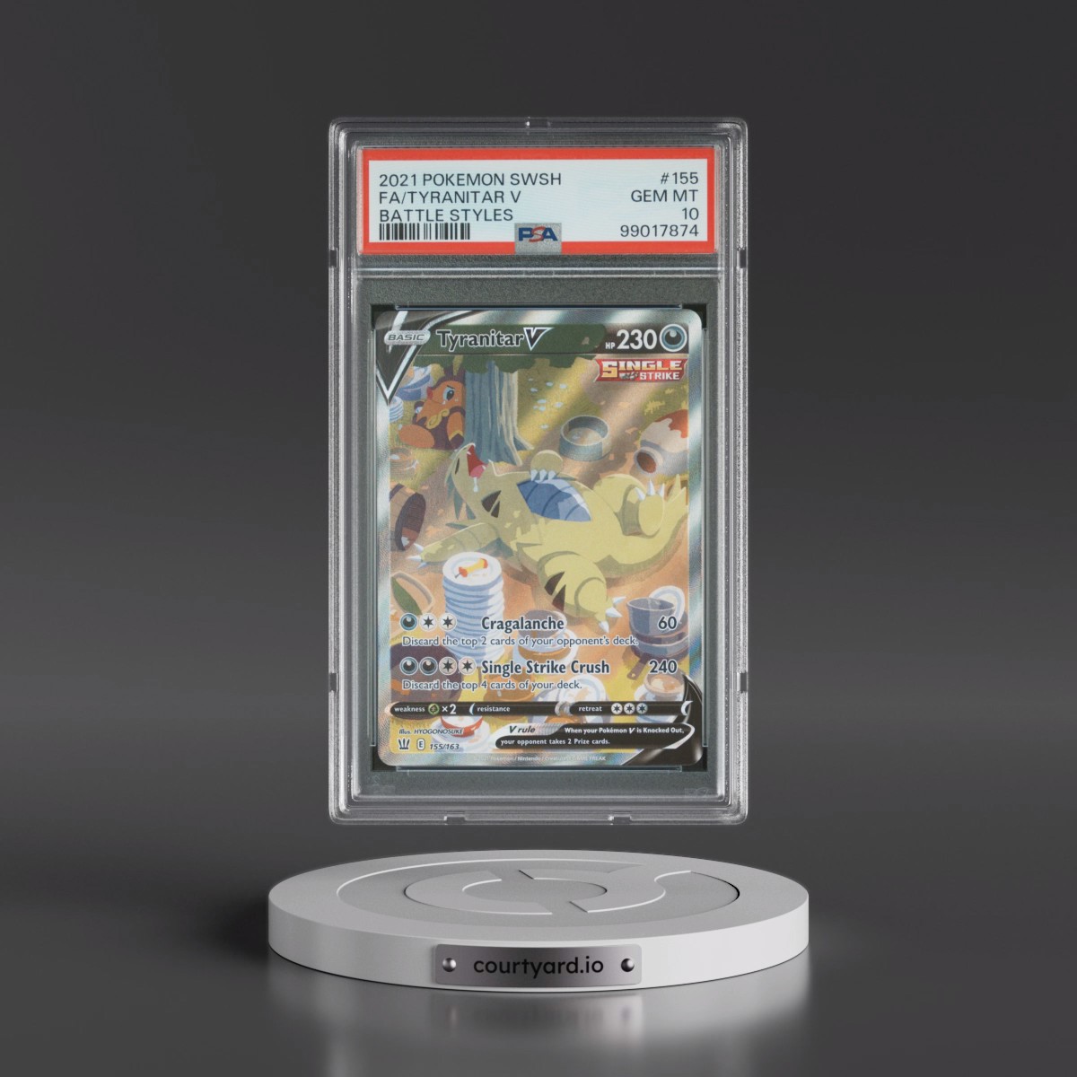 2021 Pokémon Sword & Shield Battle Styles #155 Tyranitar V - Holo Full Art (PSA 10 GEM MINT)