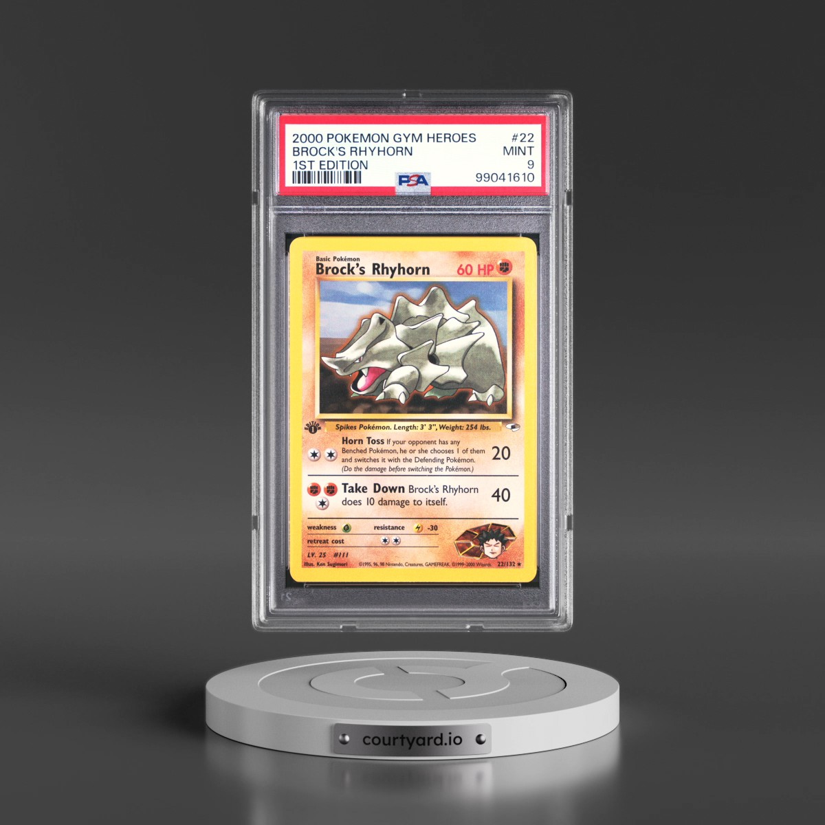 2000 Pokémon Gym Heroes #22 Brock's Rhyhorn - 1st Edition (PSA 9 MINT)