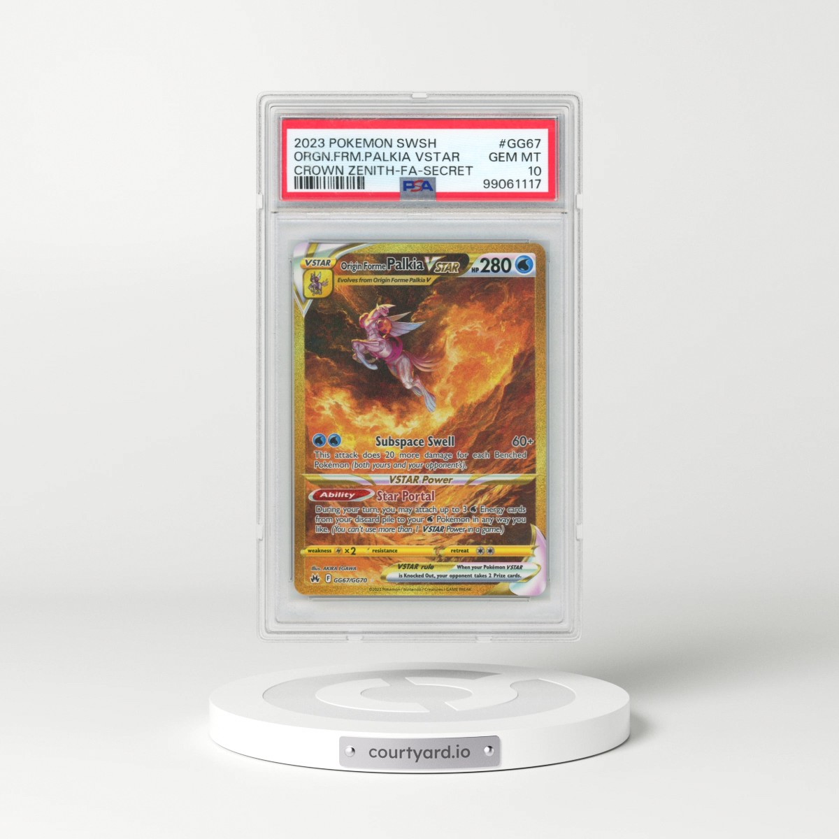 2023 Pokémon Sword and Shield Crown Zenith #GG67 Origin Forme Palkia Vstar - Full Art Secret (PSA 10 GEM MINT)