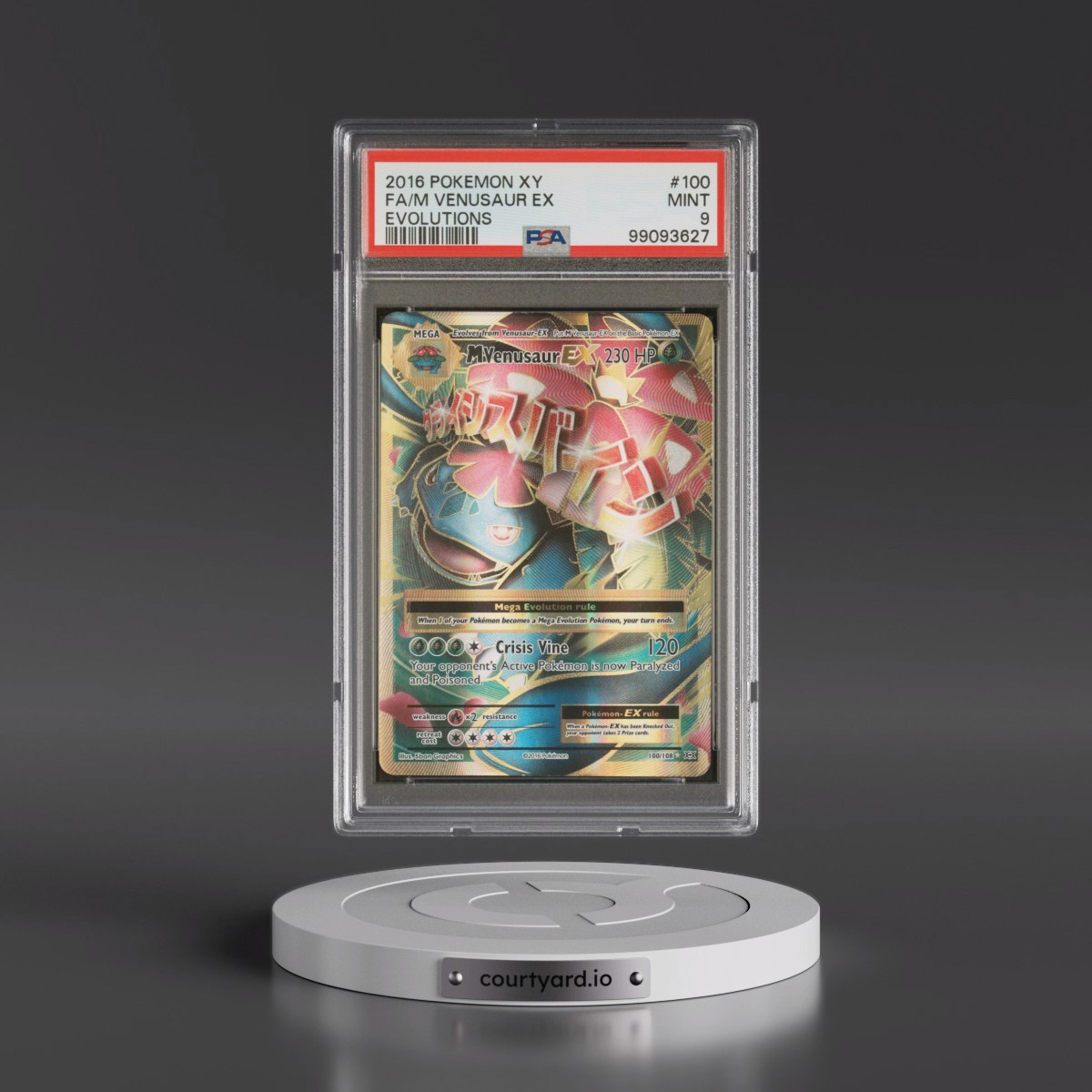 2016 Pokémon XY Evolutions #100 M Venusaur EX - Holo Full Art (PSA 9 MINT)