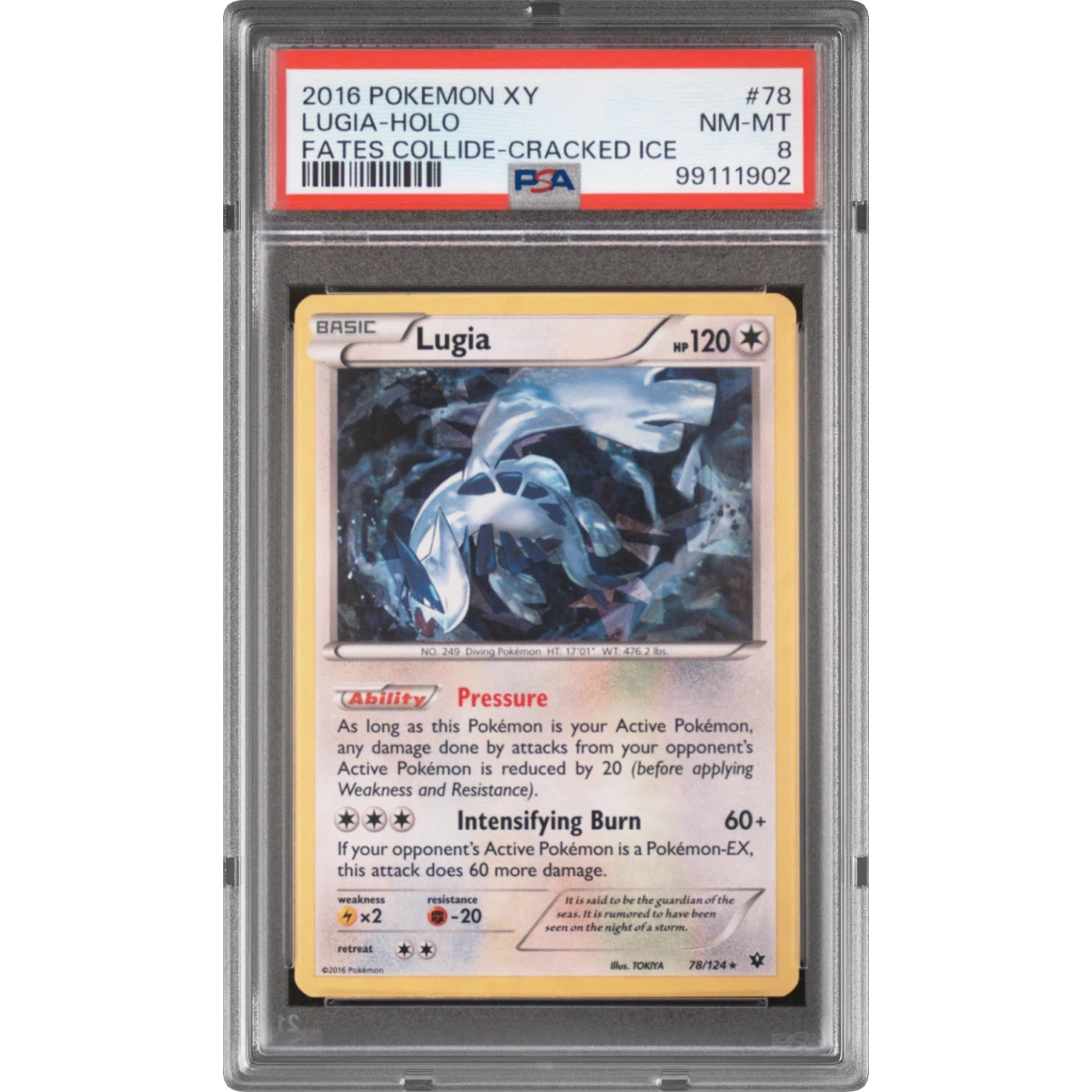 2016 Pokémon XY Fates Collide #78 Lugia - Holo Cracked Ice (PSA 8 NM-MT)
