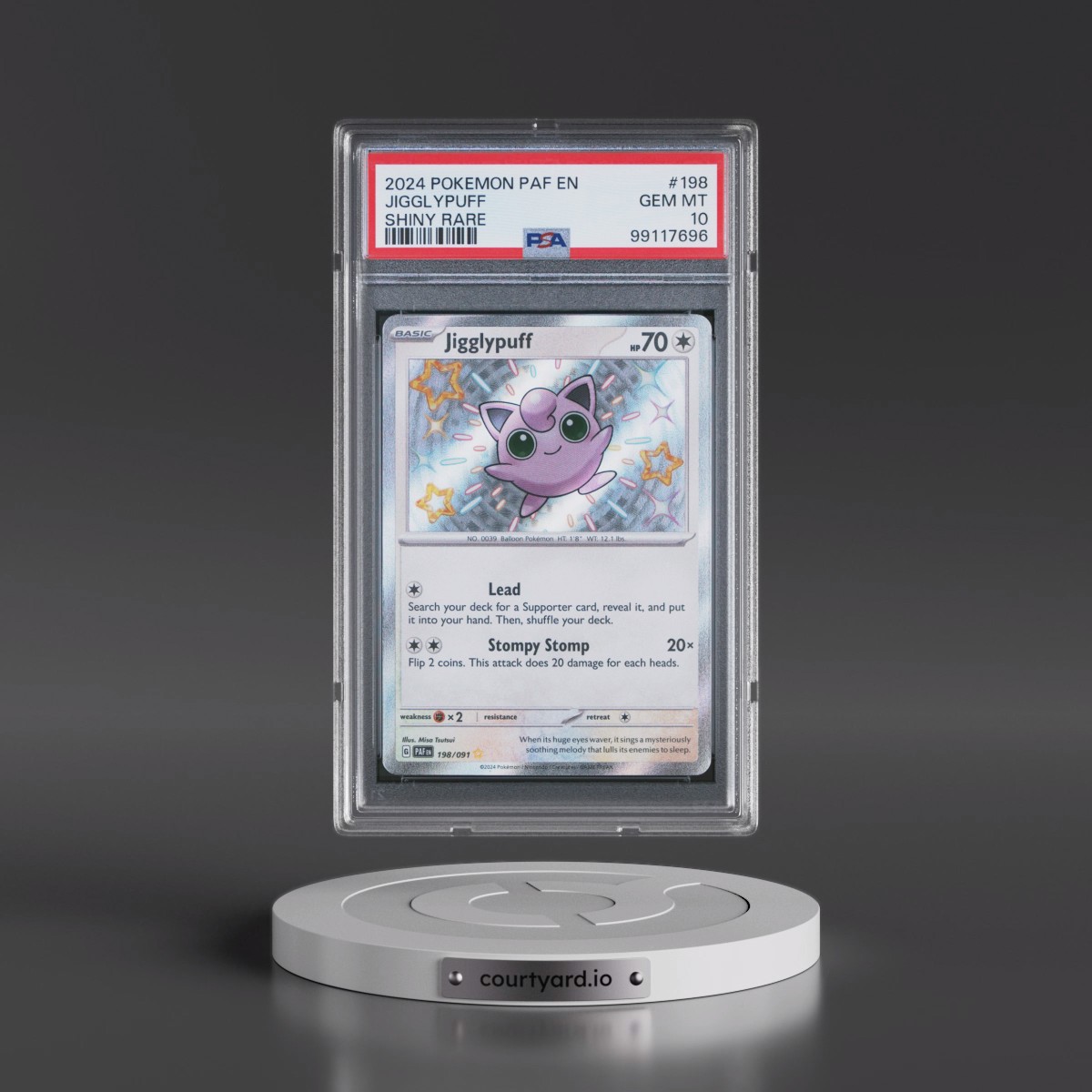 2024 Pokémon Paf EN-Paldean Fates #198 Jigglypuff - Shiny Rare (PSA 10 GEM MINT)