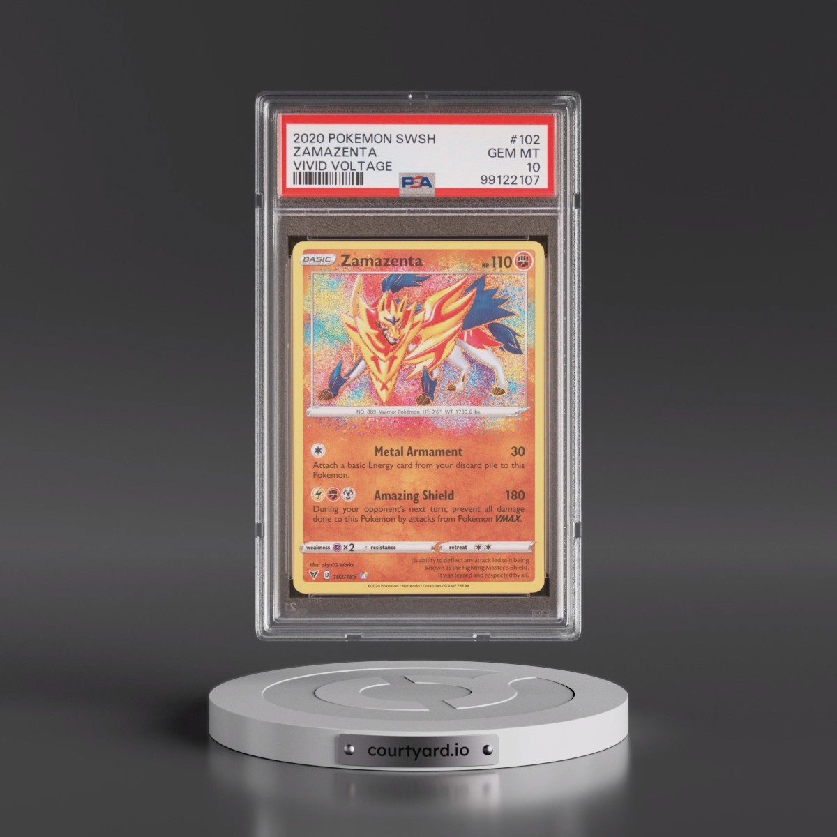 2020 Pokémon Sword & Shield Vivid Voltage #102 Zamazenta (PSA 10 GEM MINT)