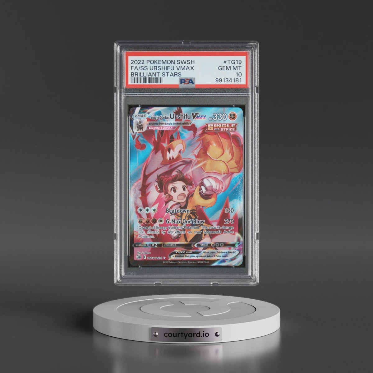 2022 Pokémon Sword & Shield Brilliant Stars #TG19 Single Strike Urshifu Vmax - Full Art (PSA 10 GEM MINT)