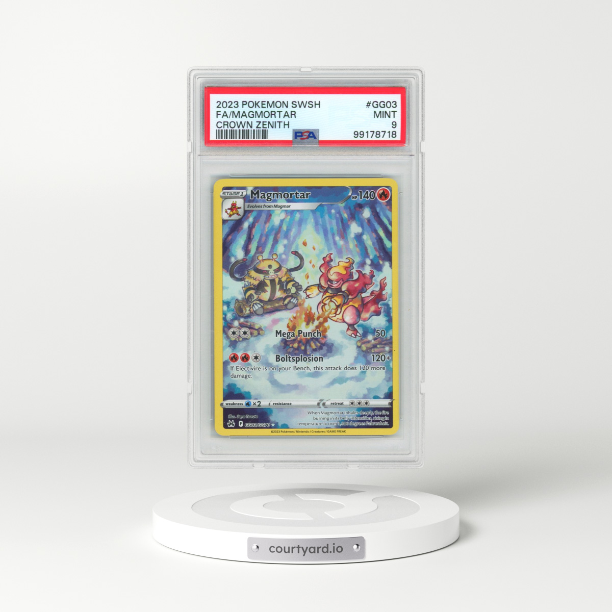 2023 Pokémon Sword and Shield Crown Zenith #GG03 Magmortar - Full Art (PSA 9 MINT)