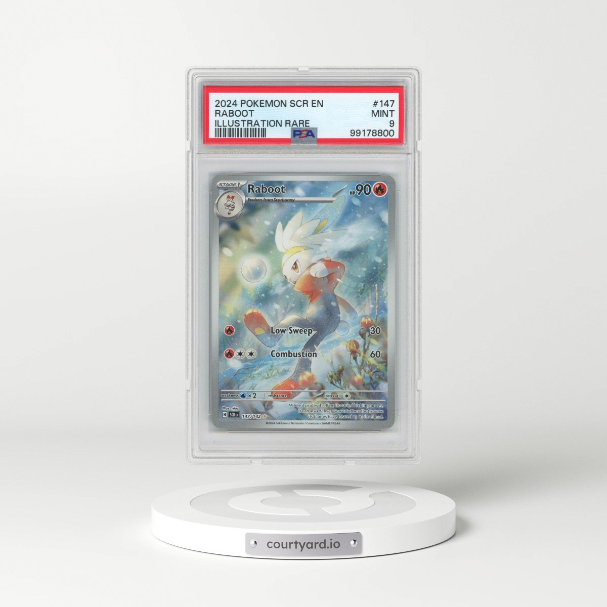 2024 Pokémon Scr EN-Stellar Crown #147 Raboot - Illustration Rare (PSA 9 MINT)