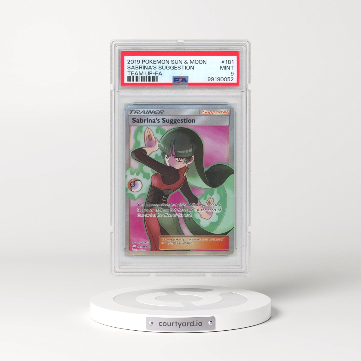 2019 Pokémon Sun & Moon Team Up #181 Sabrina's Suggestion - Full Art (PSA 9 MINT)