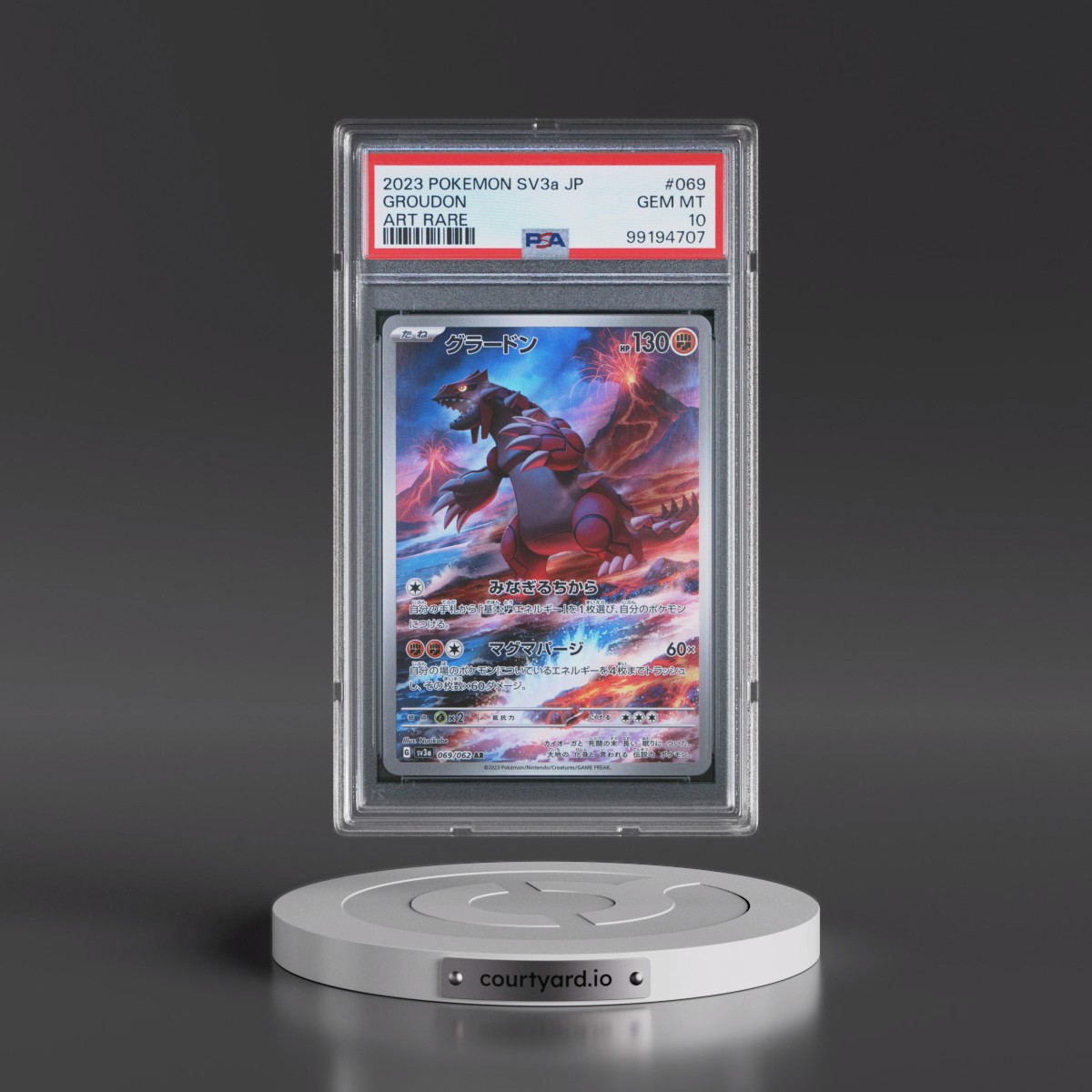 2023 Pokémon Sv3a-Raging Surf #069 Groudon - Art Rare (PSA 10 GEM MINT)