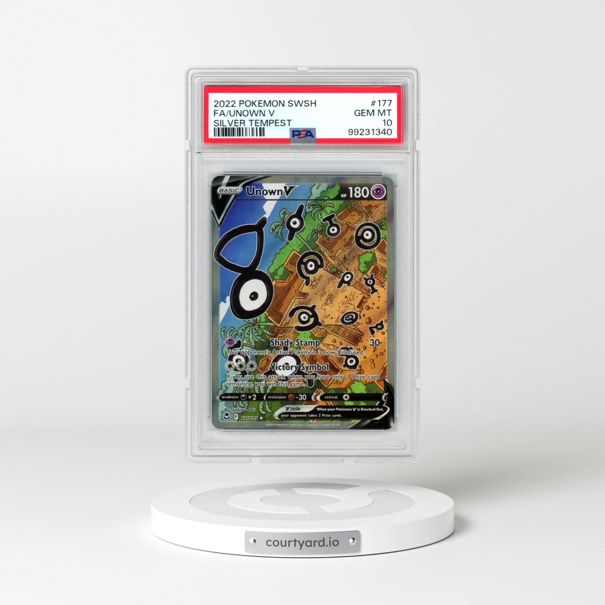 2022 Pokémon Sword & Shield Silver Tempest #177 Unown V - Holo Full Art (PSA 10 GEM MINT)