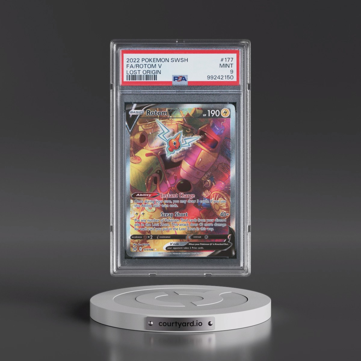 2022 Pokémon Sword & Shield Lost Origin #177 Rotom V - Holo Full Art (PSA 9 MINT)