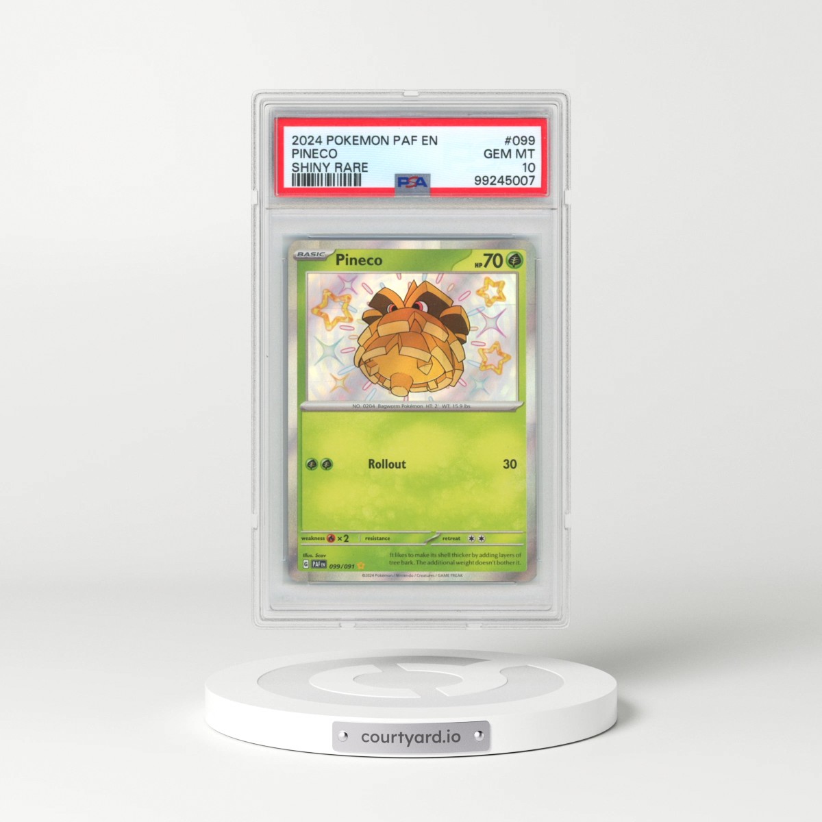 2024 Pokémon Paf EN-Paldean Fates #099 Pineco - Shiny Rare (PSA 10 GEM MINT)