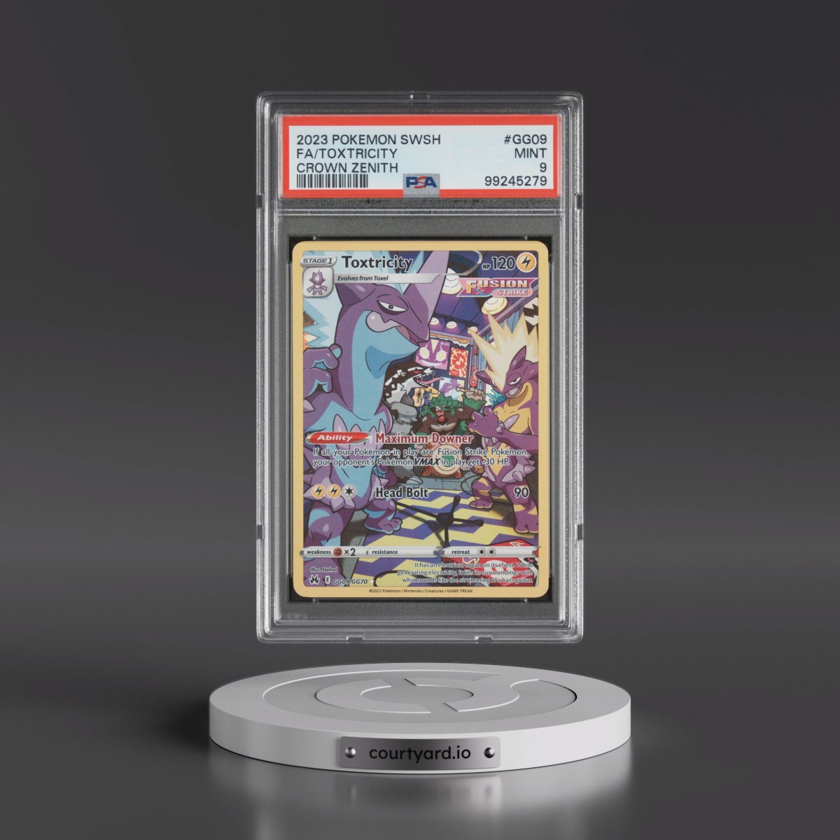 2023 Pokémon Sword and Shield Crown Zenith #GG09 Toxtricity - Full Art (PSA 9 MINT)