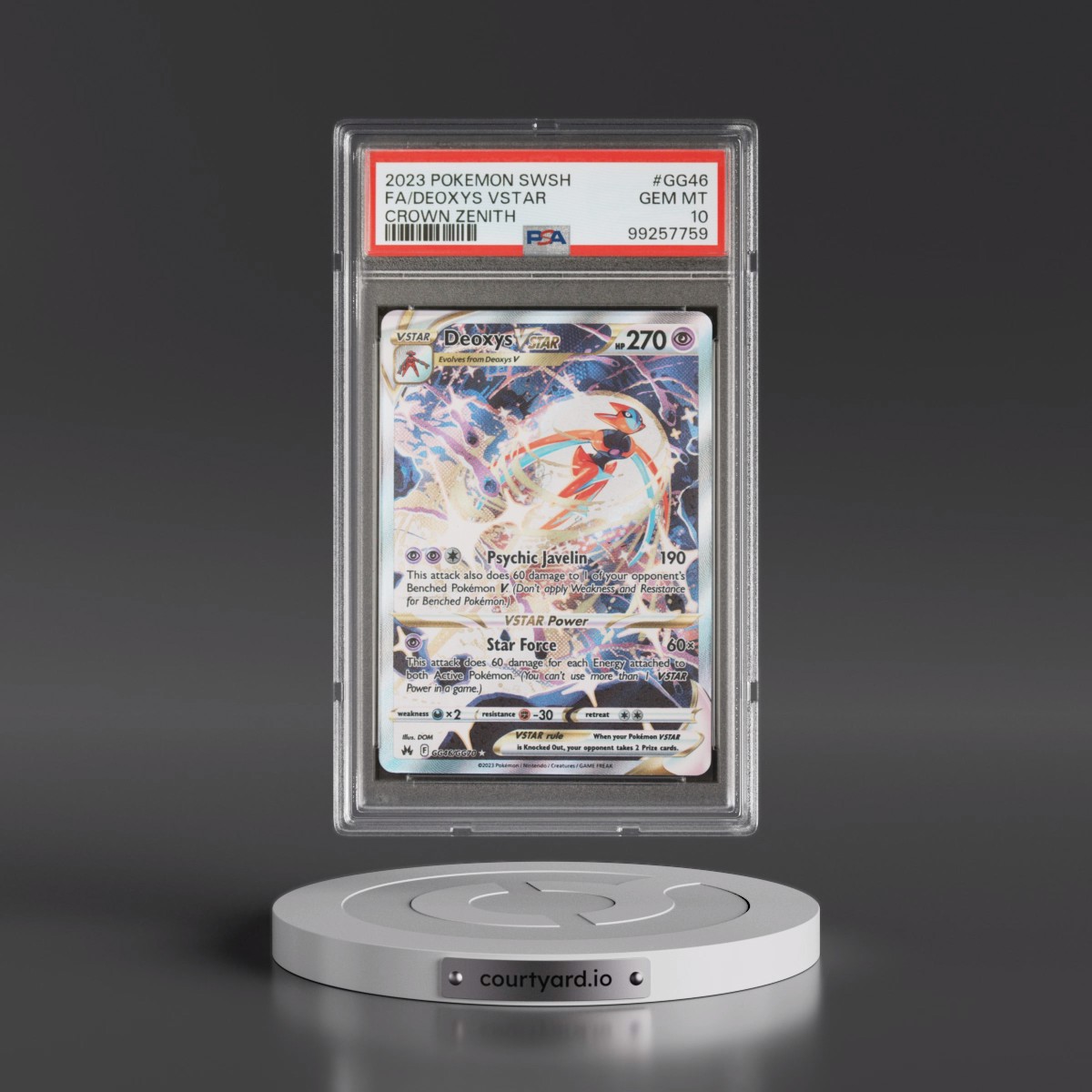 2023 Pokémon Sword and Shield Crown Zenith #GG46 Deoxys Vstar - Full Art (PSA 10 GEM MINT)