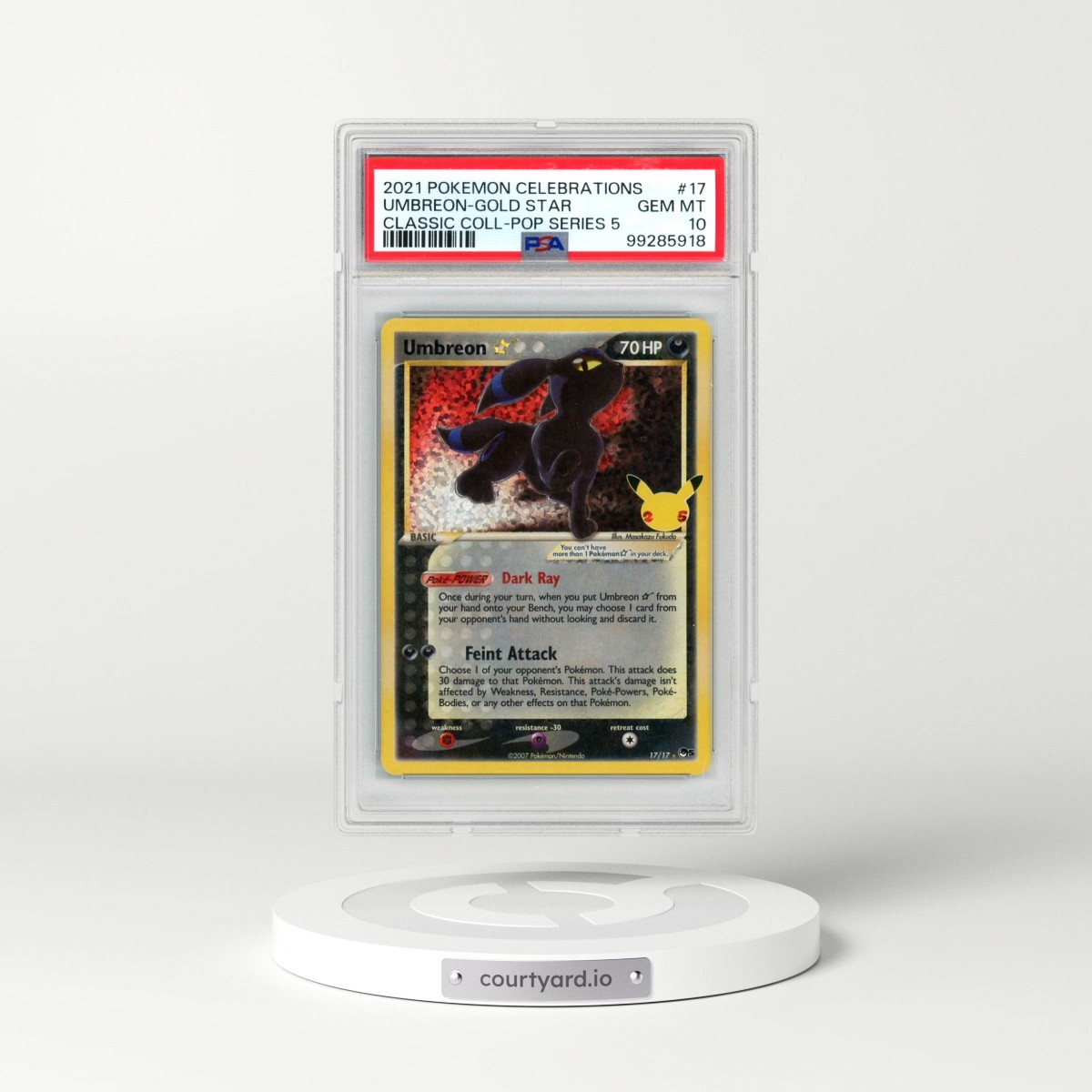 2021 Pokémon Celebrations Classic Collection #17 Umbreon-Gold Star (PSA 10 GEM MINT)