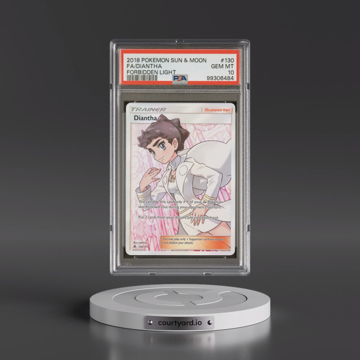 2018 Pokémon Sun & Moon Forbidden Light #130 Diantha - Full Art (PSA 10 GEM MINT)