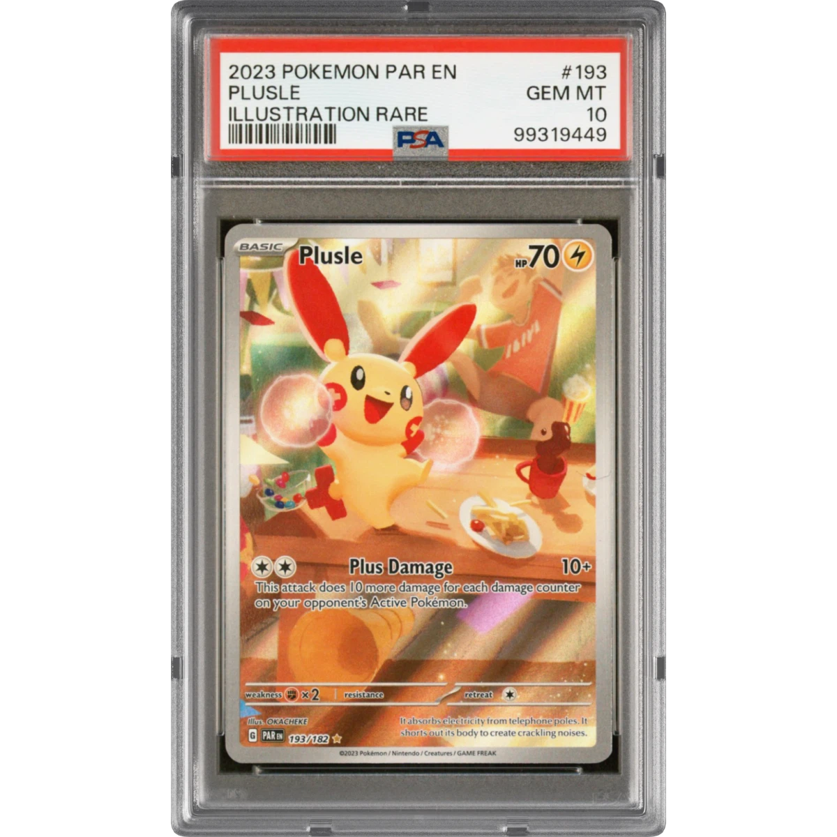 2023 Pokémon Par EN-Paradox Rift #193 Plusle - Illustration Rare (PSA 10 GEM MINT)