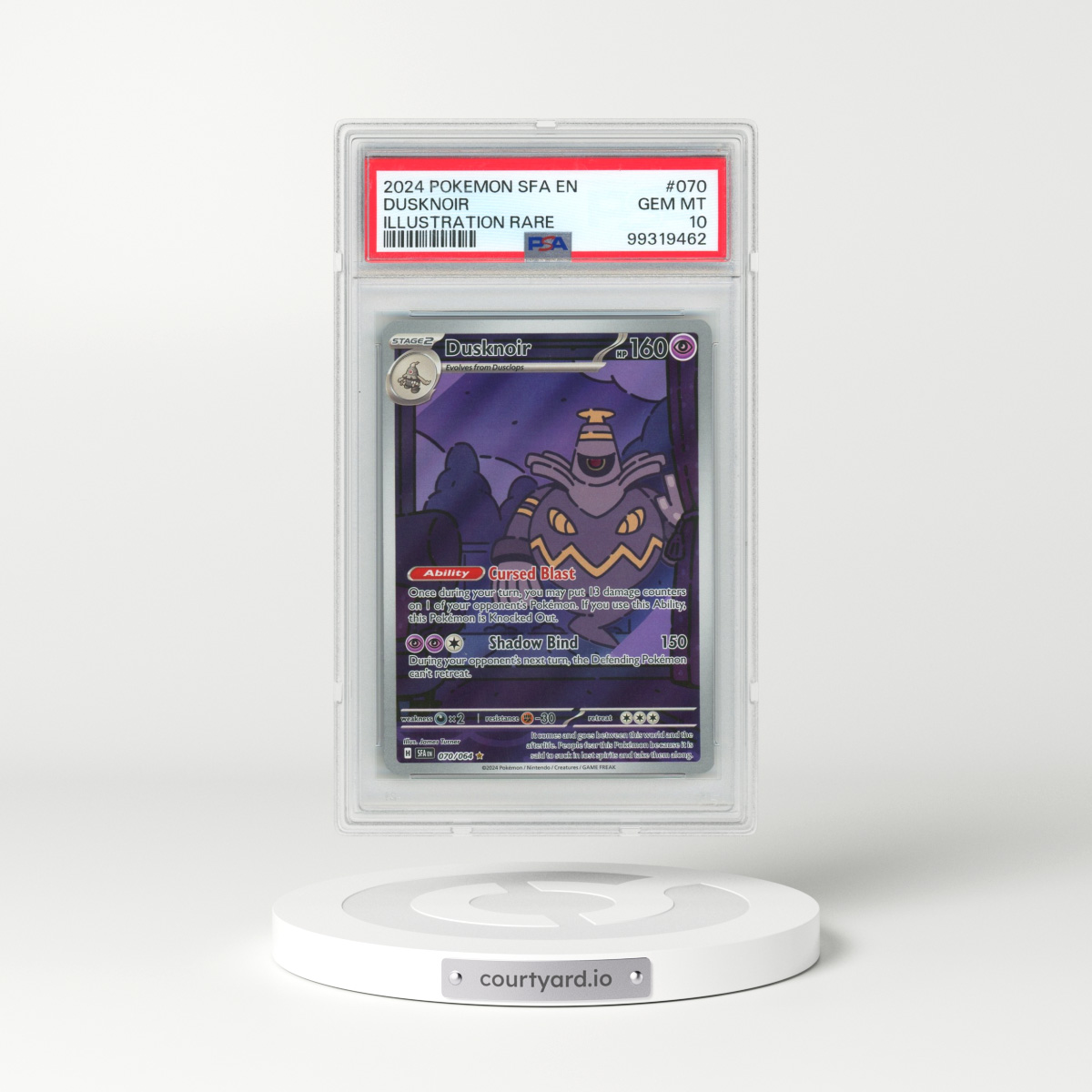 2024 Pokémon Sfa EN-Shrouded Fable #070 Dusknoir - Illustration Rare (PSA 10 GEM MINT)