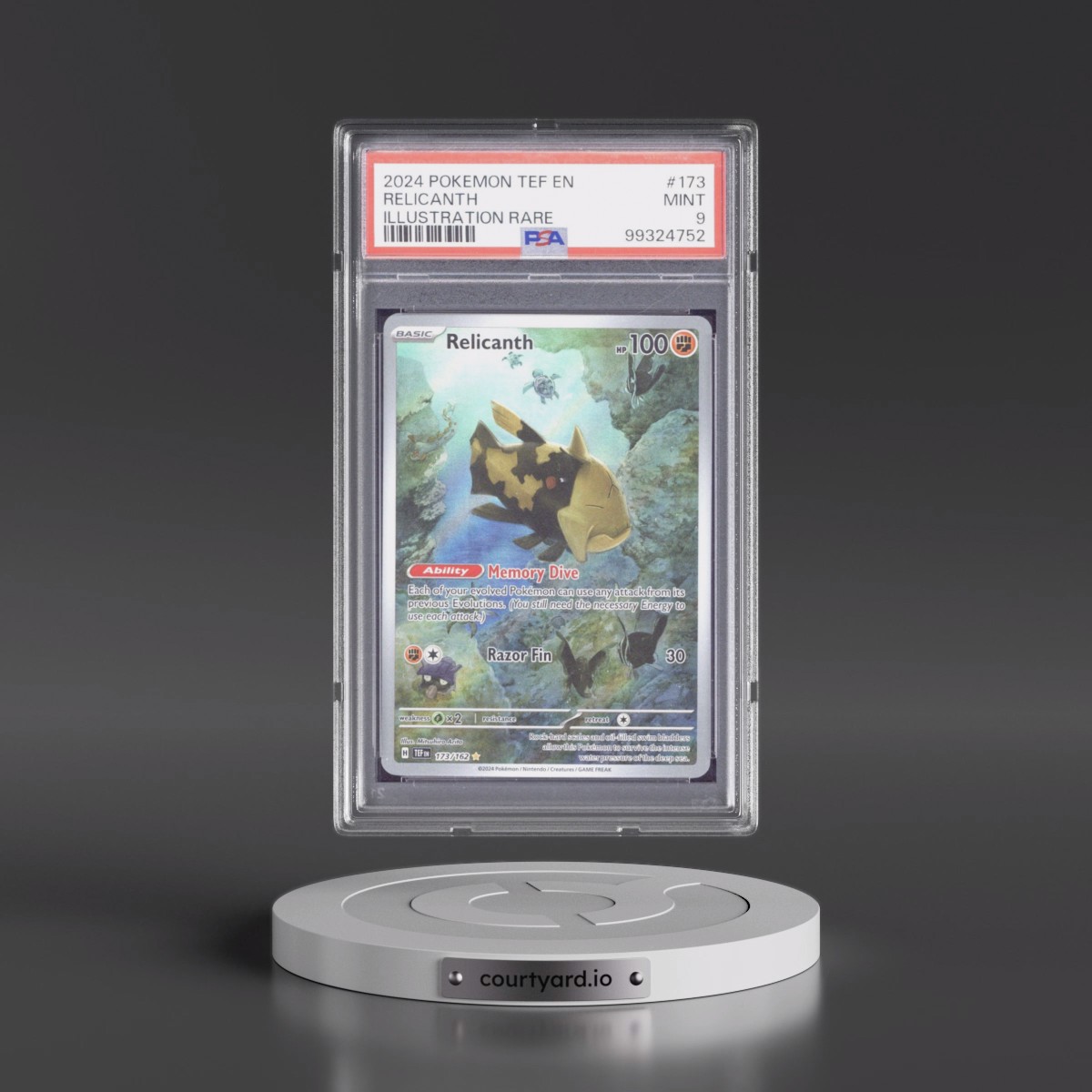 2024 Pokémon Tef EN-Temporal Forces #173 Relicanth - Illustration Rare (PSA 9 MINT)