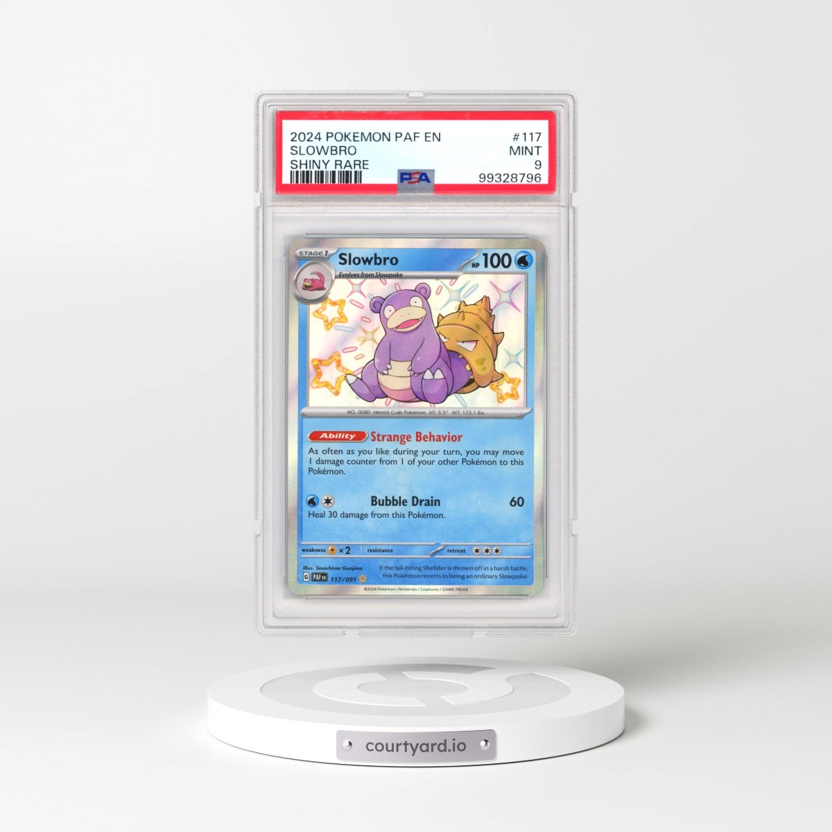 2024 Pokémon Paf EN-Paldean Fates #117 Slowbro - Shiny Rare (PSA 9 MINT)