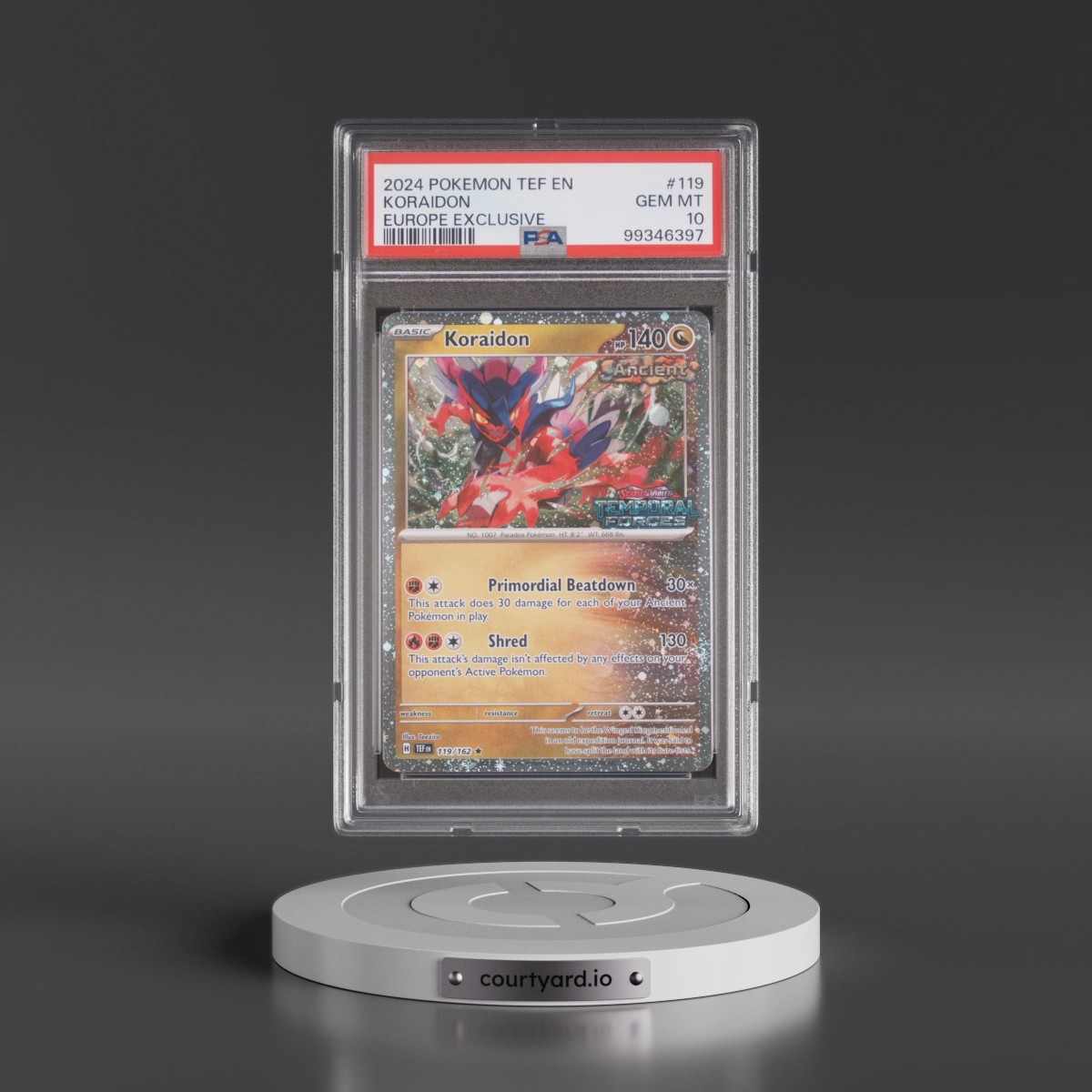 2024 Pokémon Tef EN-Temporal Forces #119 Koraidon - Europe Exclusive (PSA 10 GEM MINT)