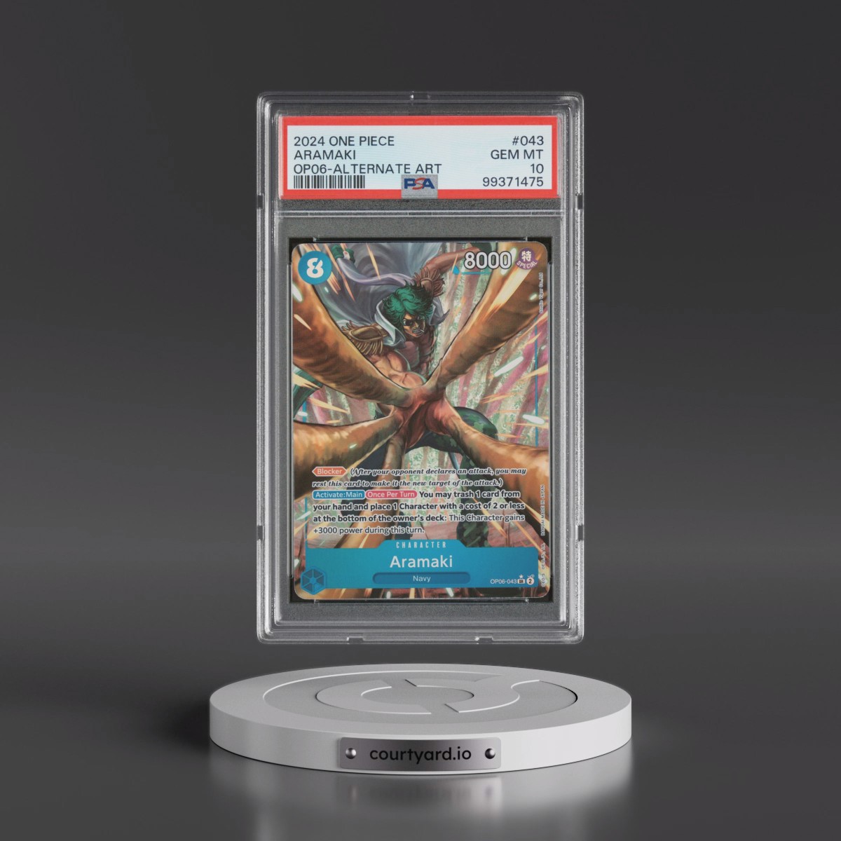 2024 One Piece OP06-Wings of the Captain #043 Aramaki - Alternate Art (PSA 10 GEM MINT)